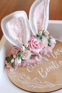 Bunny ears nylon Headband - pink blossom