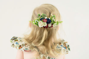 Floral hair comb - Sapphire