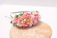 Load image into Gallery viewer, Floral headband - Peach Butterfly