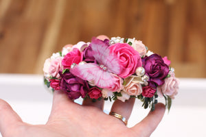 Floral headband - Pink Butterfly