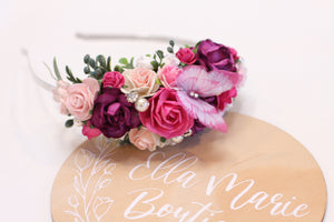 Floral headband - Pink Butterfly