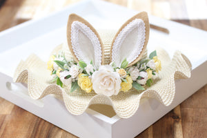 Floral 4 in 1 Easter hat - Buttermilk