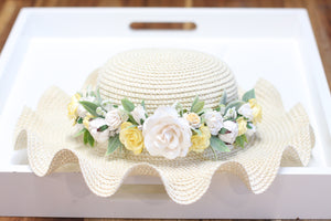 Floral 4 in 1 Easter hat - Buttermilk
