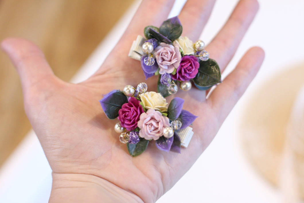 Floral clips - Magenta