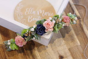 Floral tie  - Navy blush