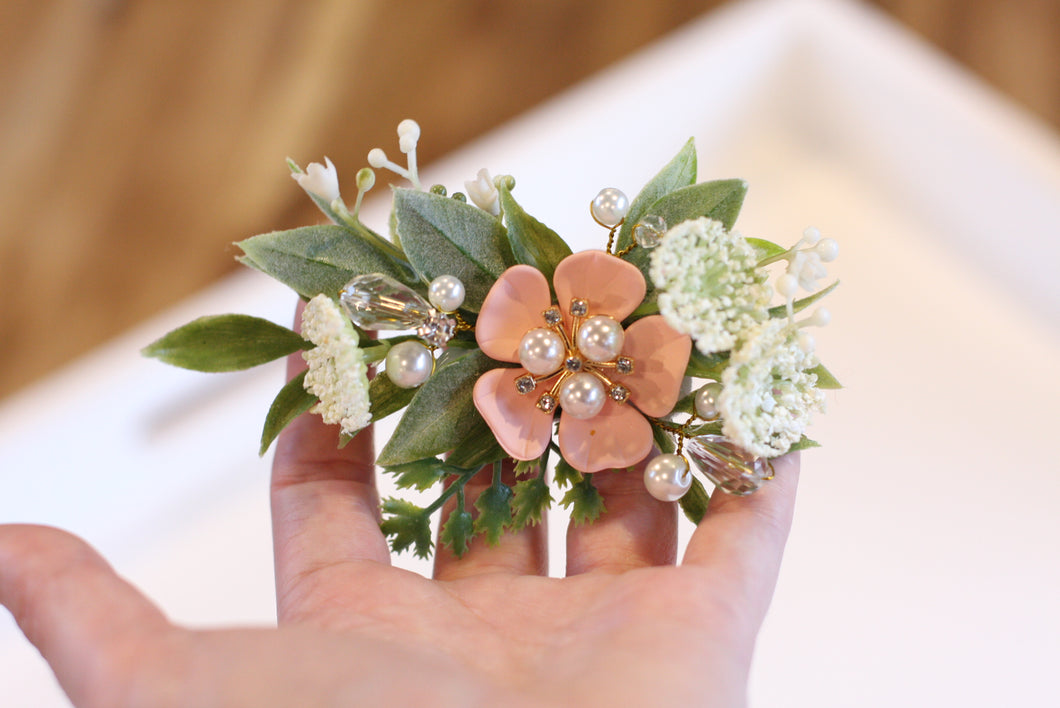 Floral hair clip - Pink Pearl