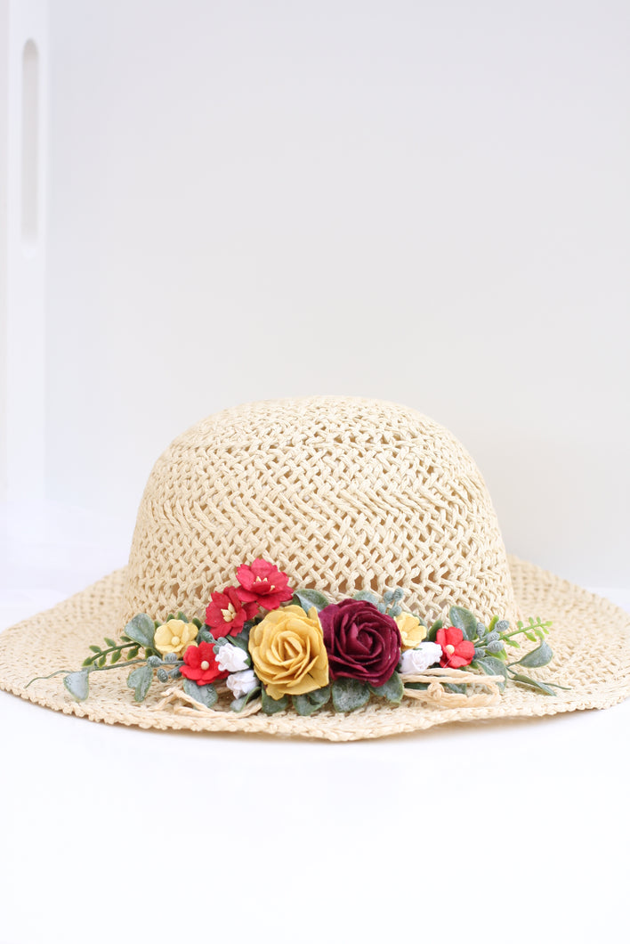 Floral hat - Ruby