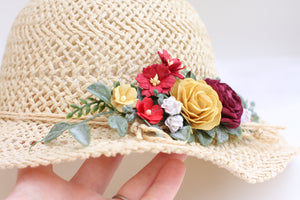 Floral hat - Ruby