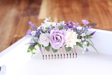 Load image into Gallery viewer, Floral hair comb - Violet fields