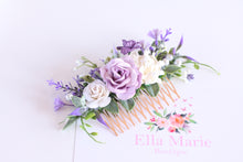 Load image into Gallery viewer, Floral hair comb - Violet fields