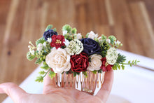 Load image into Gallery viewer, Floral hair comb - Sapphire