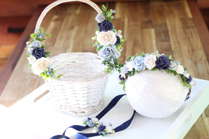 Floral basket - Winter Blues