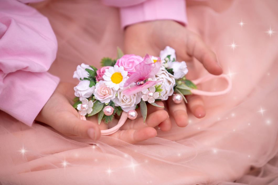 Floral headband - Pink Butterfly